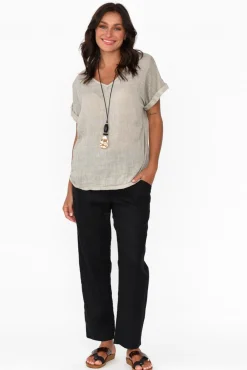 Cotton Tops<La Strada Dorian Beige Linen Cotton Top