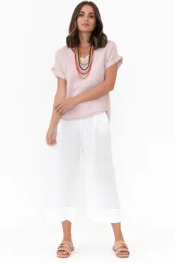 Cotton Tops<La Strada Dorian Pink Linen Cotton Top