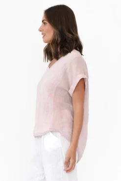 Cotton Tops<La Strada Dorian Pink Linen Cotton Top