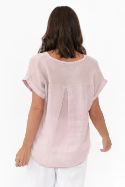 Cotton Tops<La Strada Dorian Pink Linen Cotton Top