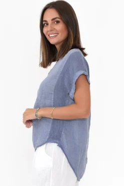 Cotton Tops<La Strada Dorian Steel Linen Cotton Top