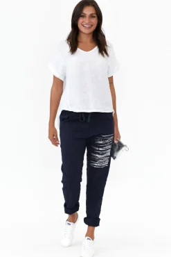 Cotton Tops<La Strada Dorian White Linen Cotton Top