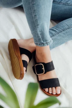 Slides<Los Cabos Doti Black Buckle Slide