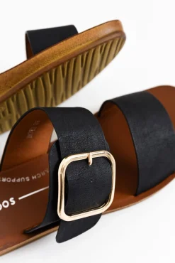 Slides<Los Cabos Doti Black Buckle Slide