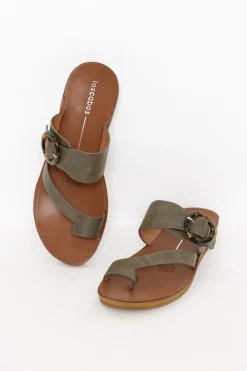 Flat Sandals<Los Cabos Dotsie Khaki Resin Buckle Slide