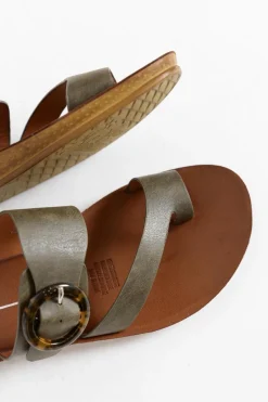 Flat Sandals<Los Cabos Dotsie Khaki Resin Buckle Slide