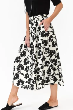 Skirts<Cali and Co Dover Black Garden Cotton Skirt