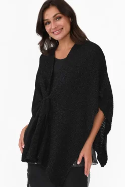 Ponchos<La Strada Dublin Black Metallic Wrap
