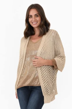 Cardigans<La Strada Duncan Gold Metallic Cardigan