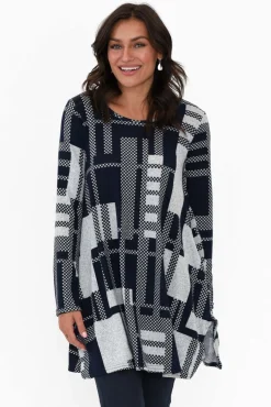 Tunic Tops<Hourglass Dylan Navy Check Knit Tunic