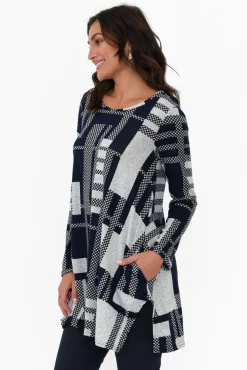 Tunic Tops<Hourglass Dylan Navy Check Knit Tunic
