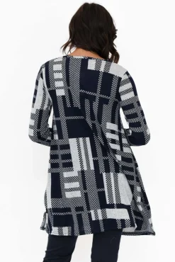 Tunic Tops<Hourglass Dylan Navy Check Knit Tunic