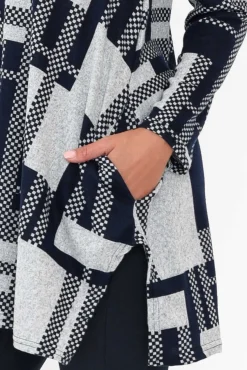 Tunic Tops<Hourglass Dylan Navy Check Knit Tunic