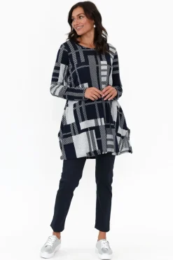 Tunic Tops<Hourglass Dylan Navy Check Knit Tunic