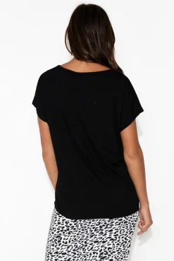 Sleeved Tops<Bamboo Body Eadie Black Bamboo Top