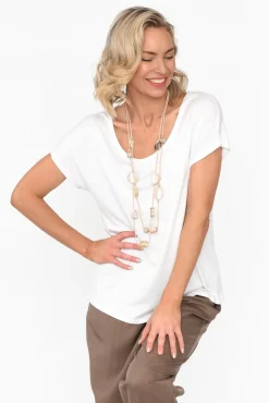 Sleeved Tops<Bamboo Body Eadie White Bamboo Top