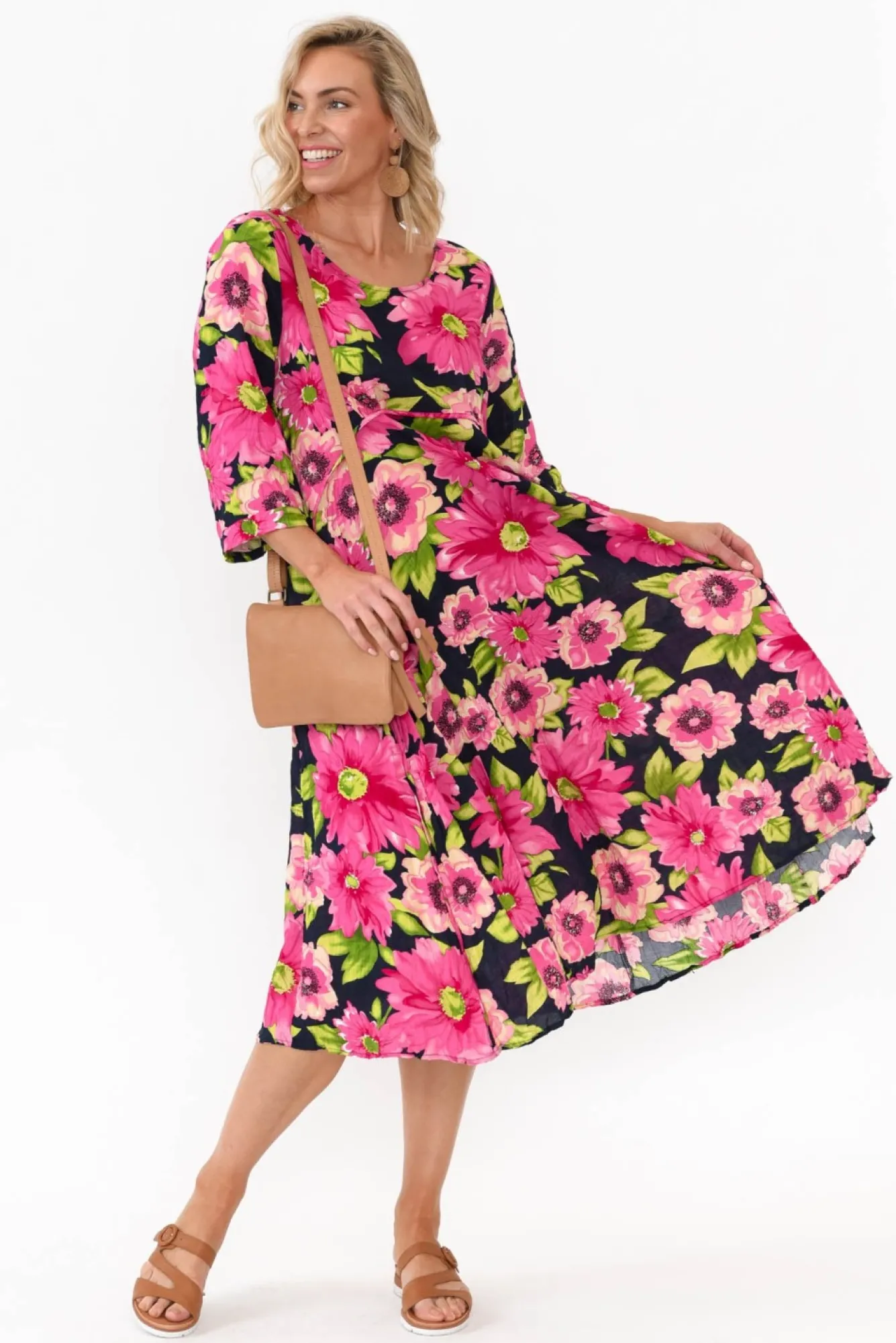 Midi Dresses<Willow Tree Eamon Navy Blossom Midi Dress