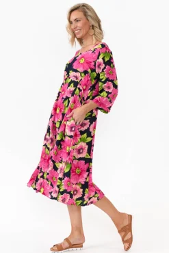 Midi Dresses<Willow Tree Eamon Navy Blossom Midi Dress