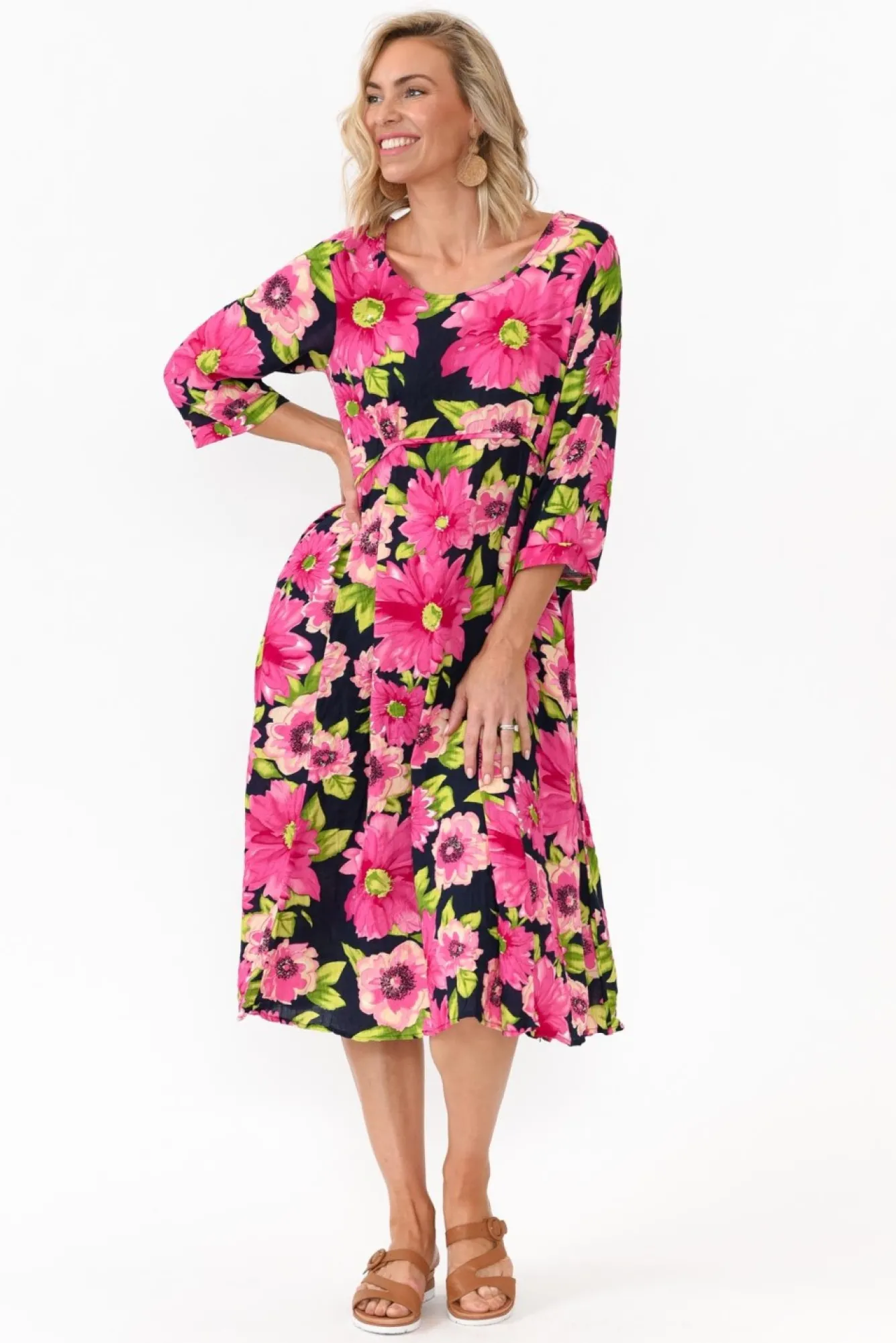 Midi Dresses<Willow Tree Eamon Navy Blossom Midi Dress