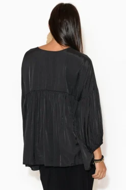 Sleeved Tops<Tirelli Ebony Black Bamboo Blend Top