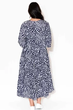 Midi Dresses<Red Lotus Eden Navy Spot Tiered Midi Dress