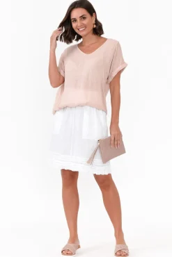 Linen Tops<Talia Benson Effie Blush Linen Tee