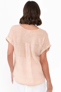 Linen Tops<Talia Benson Effie Blush Linen Tee
