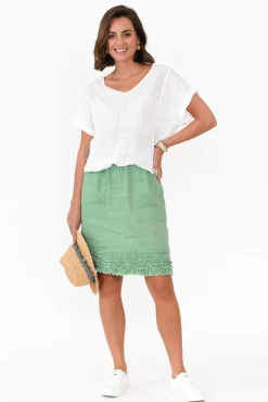 Linen Tops<Talia Benson Effie White Linen Tee