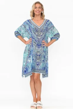 Below Knee Dresses<Fashion Spectrum Egyptian Blue Silk Dress