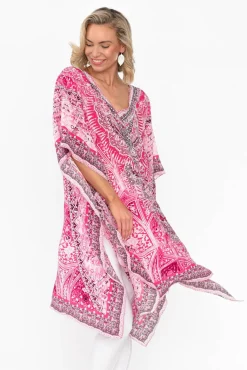 Tunic Tops<Fashion Spectrum Egyptian Hot Pink Silk Kaftan