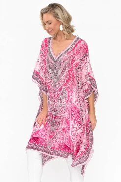 Tunic Tops<Fashion Spectrum Egyptian Hot Pink Silk Kaftan