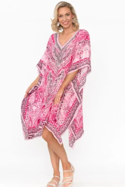 Tunic Tops<Fashion Spectrum Egyptian Hot Pink Silk Kaftan