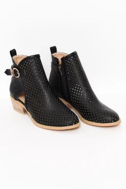 Boots<Laguna Quays Electra Black Laser Cut Boot