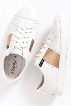 White Sneakers<Frankie4 Elena Ii White/Rose Gold Lizard Emboss Sneaker