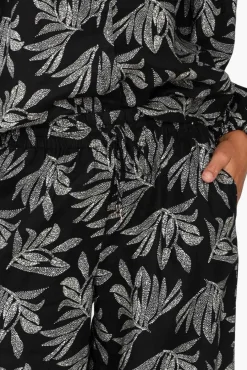 Pants<Stella Gemma Eleri Black Palm Linen Wide Leg Pant