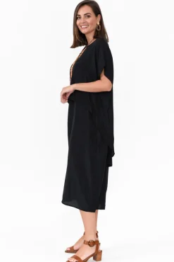 Midi Dresses<Cotton Village Elijah Black Cupro Layer Dress