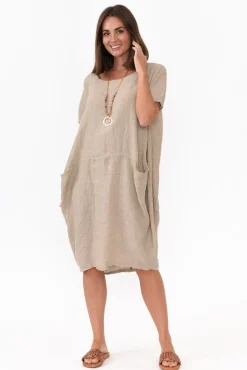 Linen Dresses<Talia Benson Ella Beige Linen Dress