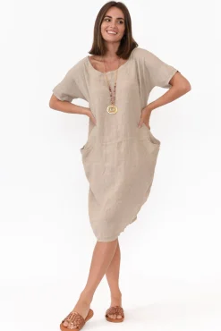 Linen Dresses<Talia Benson Ella Beige Linen Dress