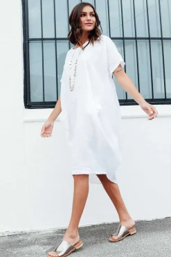 Linen Dresses<Talia Benson Ella White Linen Dress
