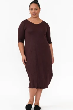 Cotton Dresses<Cotton Village Ellis Chocolate Crinkle Cotton Tie Dress