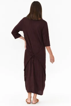 Cotton Dresses<Cotton Village Ellis Chocolate Crinkle Cotton Tie Dress