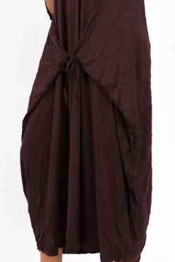 Cotton Dresses<Cotton Village Ellis Chocolate Crinkle Cotton Tie Dress