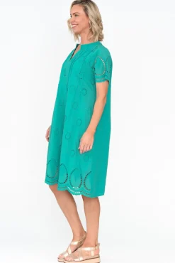 Cotton Dresses<Fabuler Ellory Turquoise Linen Cotton Pocket Dress