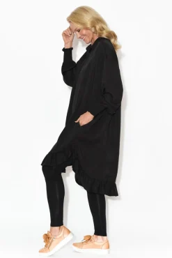 Below Knee Dresses<PQ Elma Black Tencel Shirt Dress