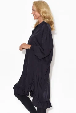 Below Knee Dresses<PQ Elma Navy Tencel Shirt Dress