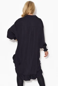 Below Knee Dresses<PQ Elma Navy Tencel Shirt Dress