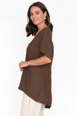 Cotton Tops<Cotton Village Elvira Chocolate Drape Top