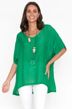 Cotton Tops<Cotton Village Elvira Green Drape Top