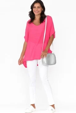 Cotton Tops<Cotton Village Elvira Hot Pink Drape Top