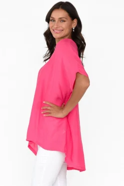 Cotton Tops<Cotton Village Elvira Hot Pink Drape Top